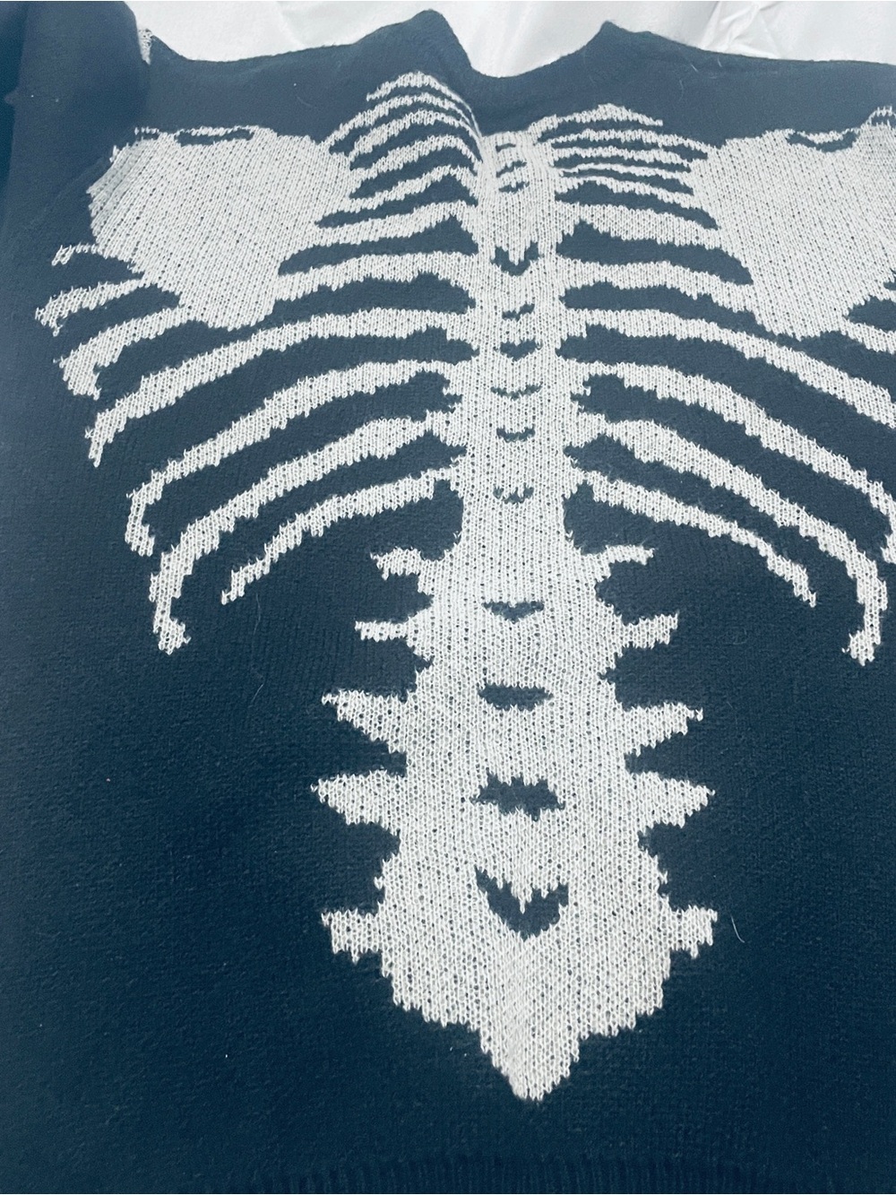 Black and Gray Skeleton Knit Cardigan Sweater - Picture 3 of 3